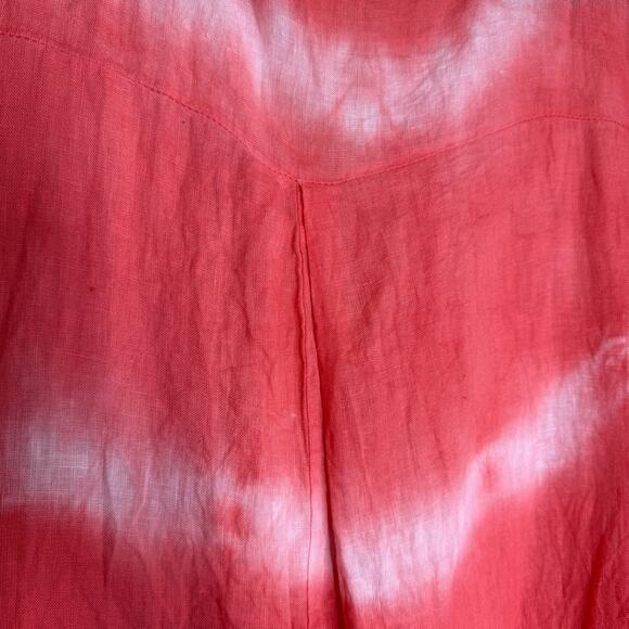 JM Italy Tunic Dress Womens XL Pink Linen Lace Beachy Coastal Vacation Cover up - Picture 8 of 12